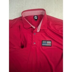 FJ FootJoy Golf Polo Shirt XXL Red Patriotic American Flag  First‎ Responders